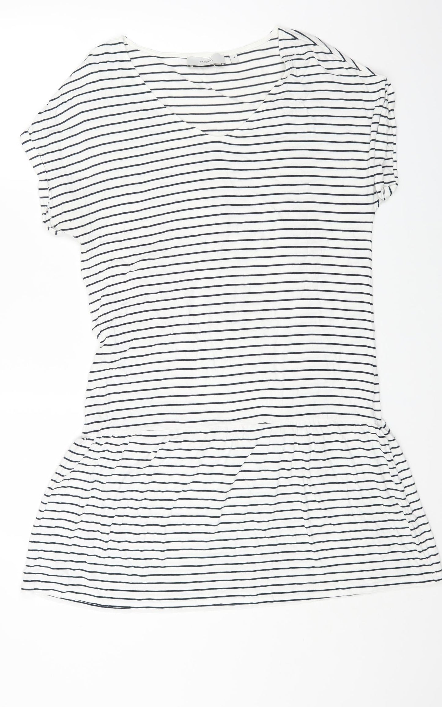 NEXT Womens White Striped Viscose Mermaid Size 14 V-Neck Pullover
