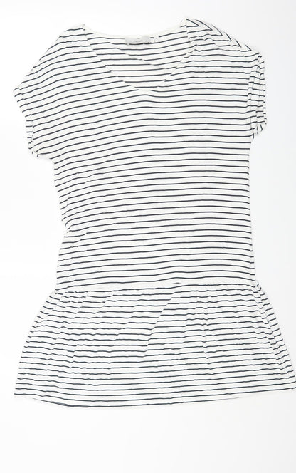 NEXT Womens White Striped Viscose Mermaid Size 14 V-Neck Pullover