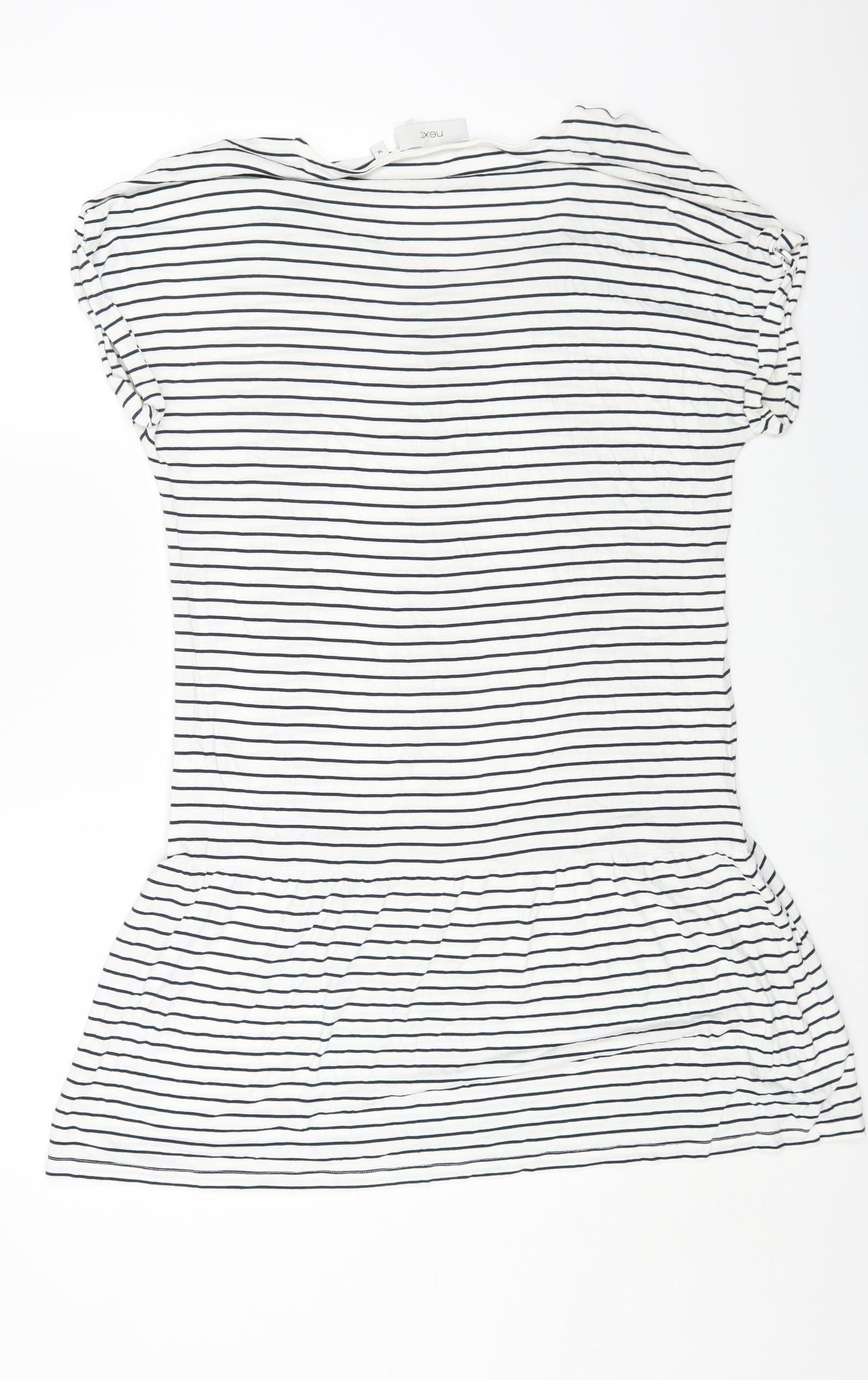 NEXT Womens White Striped Viscose Mermaid Size 14 V-Neck Pullover