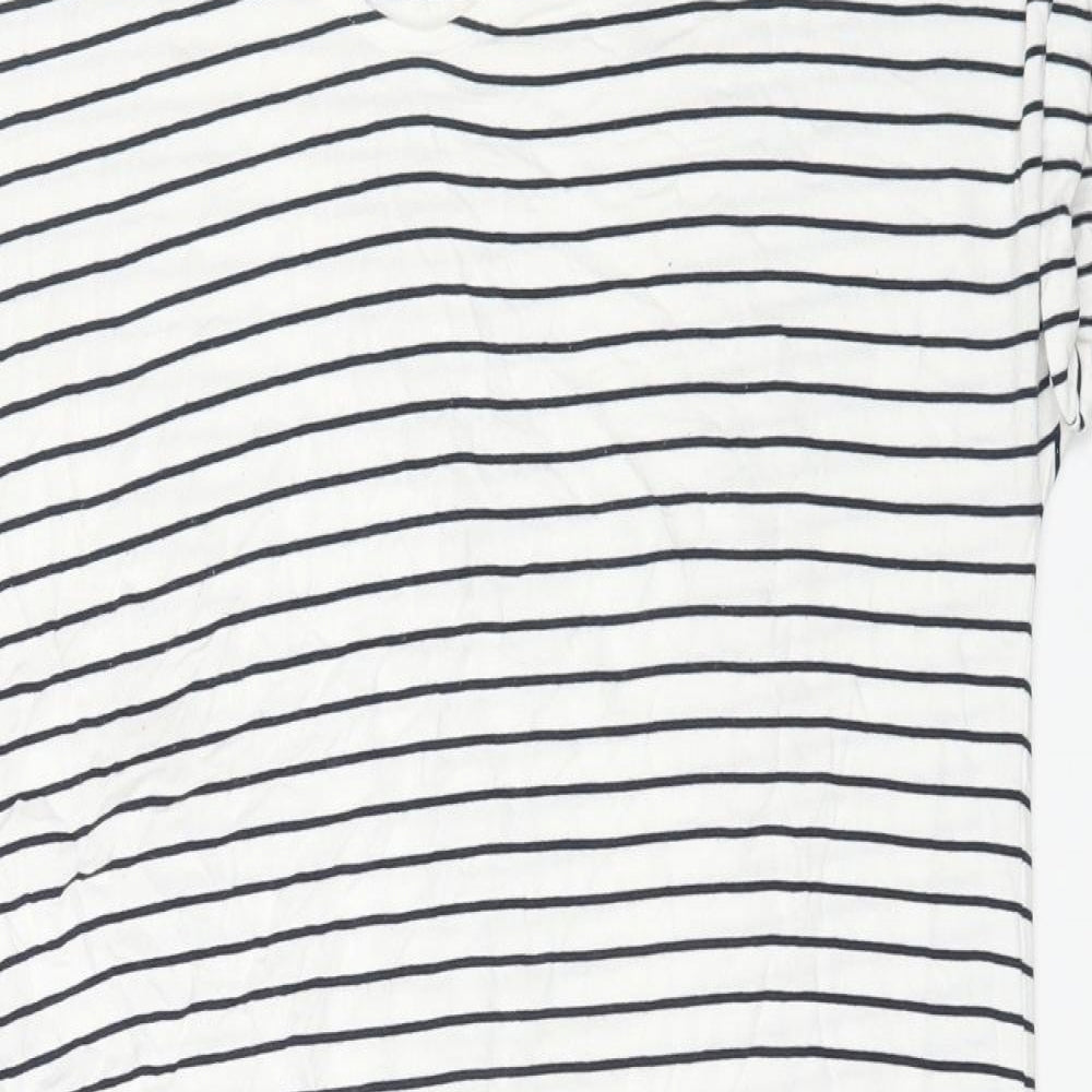 NEXT Womens White Striped Viscose Mermaid Size 14 V-Neck Pullover