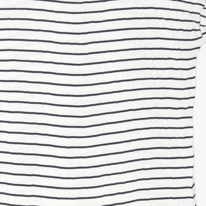 NEXT Womens White Striped Viscose Mermaid Size 14 V-Neck Pullover