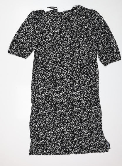 Primark Womens Black Floral Polyester Sheath Size 12 Round Neck Pullover