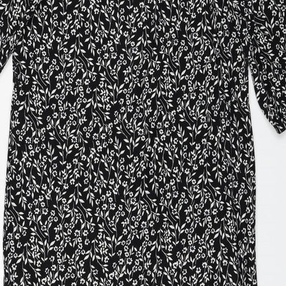 Primark Womens Black Floral Polyester Sheath Size 12 Round Neck Pullover
