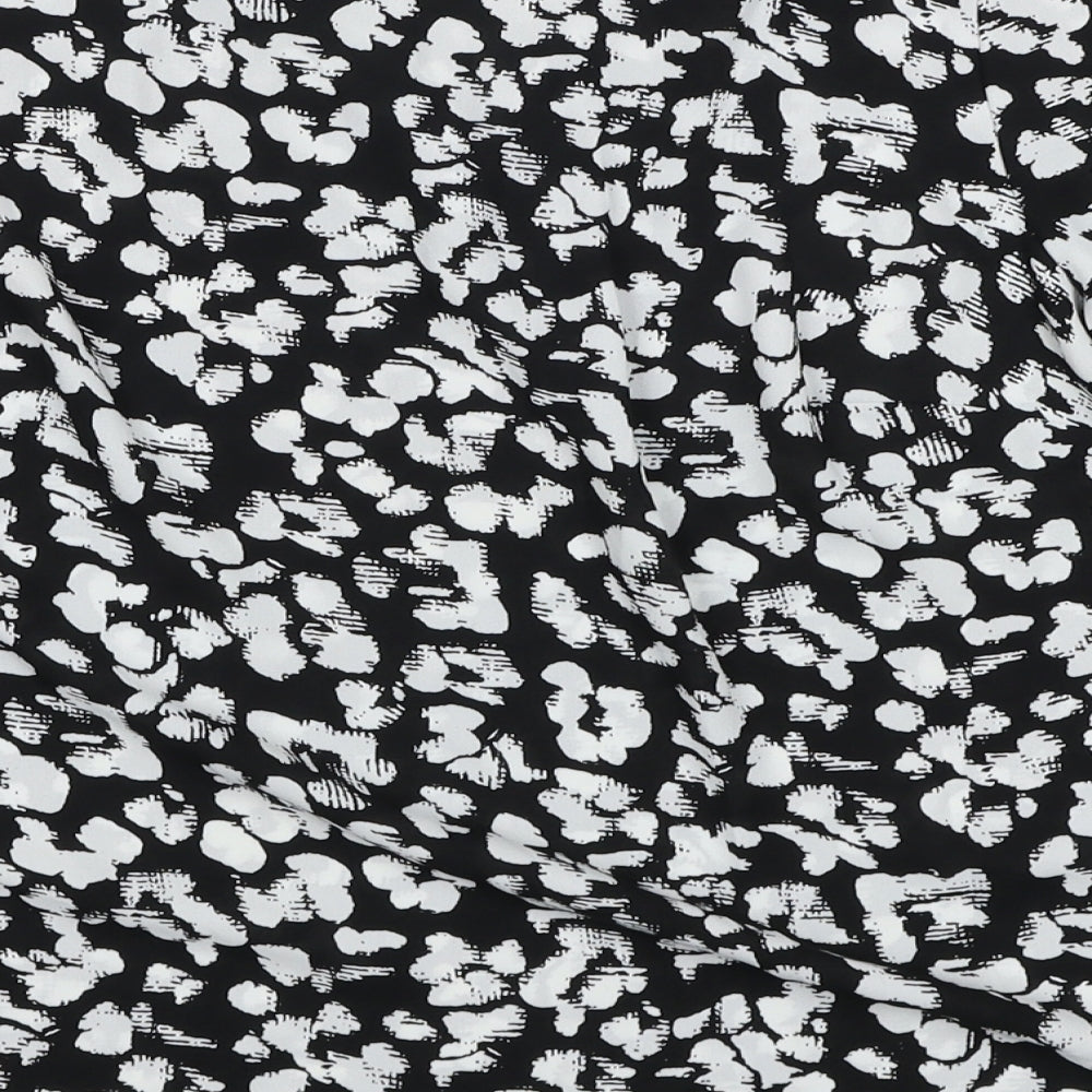 Papaya Womens Black Geometric Polyester Basic Blouse Size 10 Round Neck