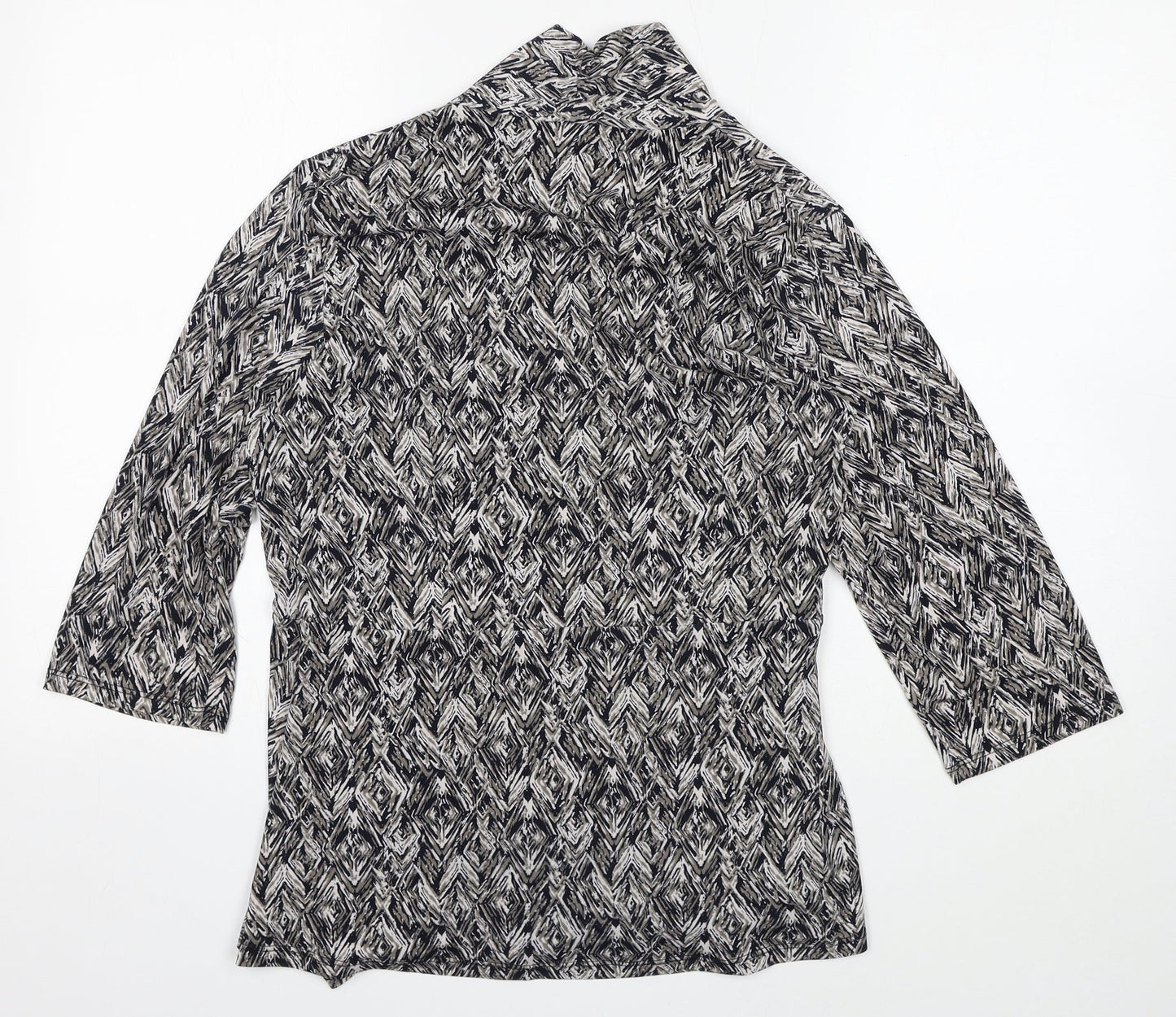 Le Bon Marché Womens Multicoloured Scoop Neck Geometric Polyester Cardigan Jumper Size 12
