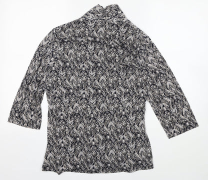 Le Bon Marché Womens Multicoloured Scoop Neck Geometric Polyester Cardigan Jumper Size 12