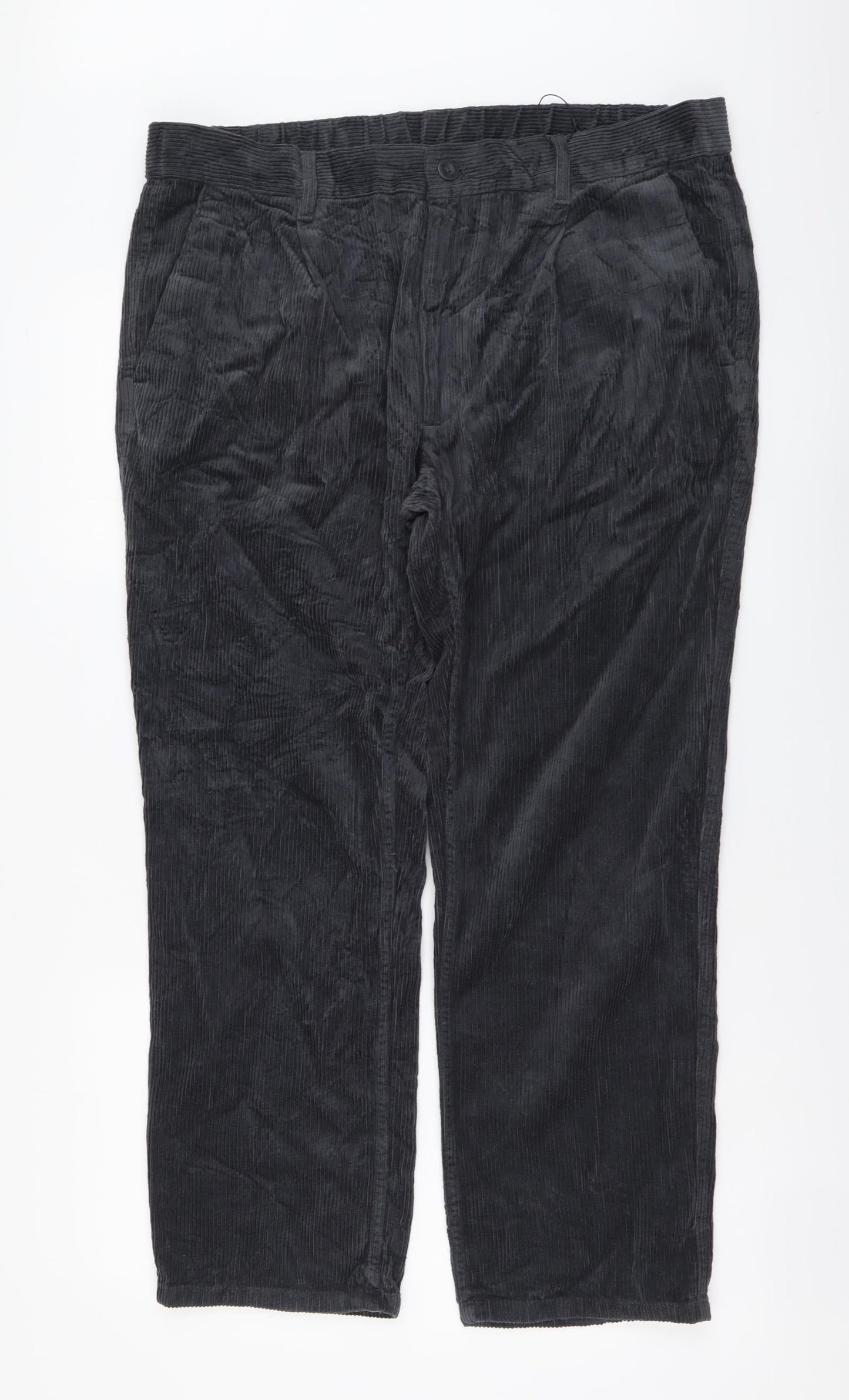 Marks and Spencer Mens Grey Cotton Tapered Jeans Size 38 in L28 in Regular Button