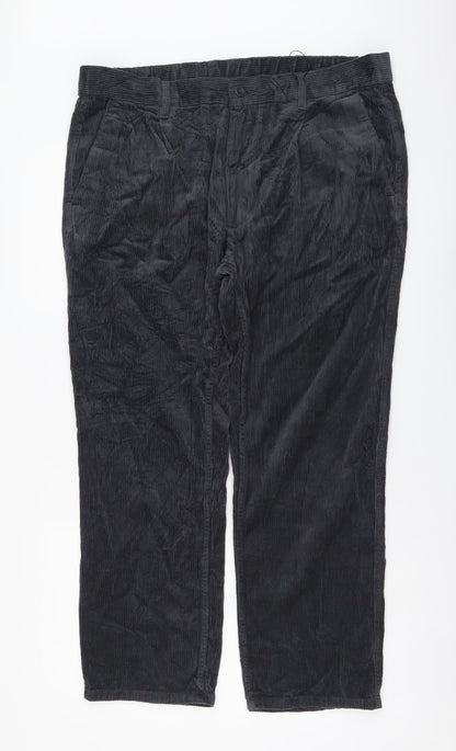 Marks and Spencer Mens Grey Cotton Tapered Jeans Size 38 in L28 in Regular Button