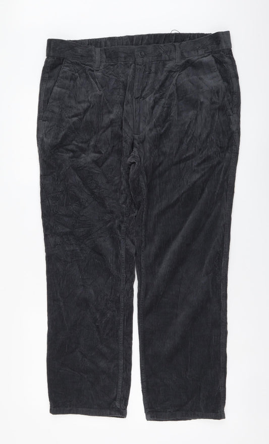 Marks and Spencer Mens Grey Cotton Tapered Jeans Size 38 in L28 in Regular Button