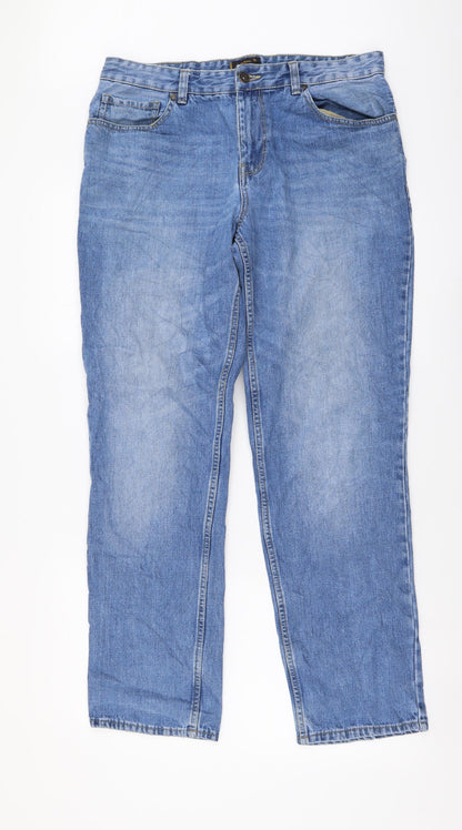TU Mens Blue Cotton Straight Jeans Size 34 in L32 in Regular Button