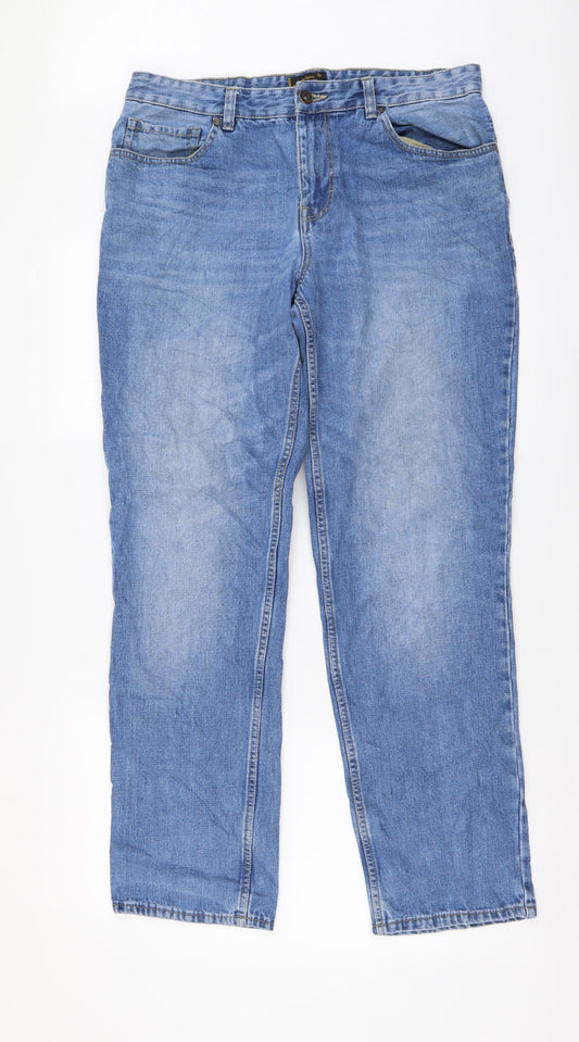 TU Mens Blue Cotton Straight Jeans Size 34 in L32 in Regular Button