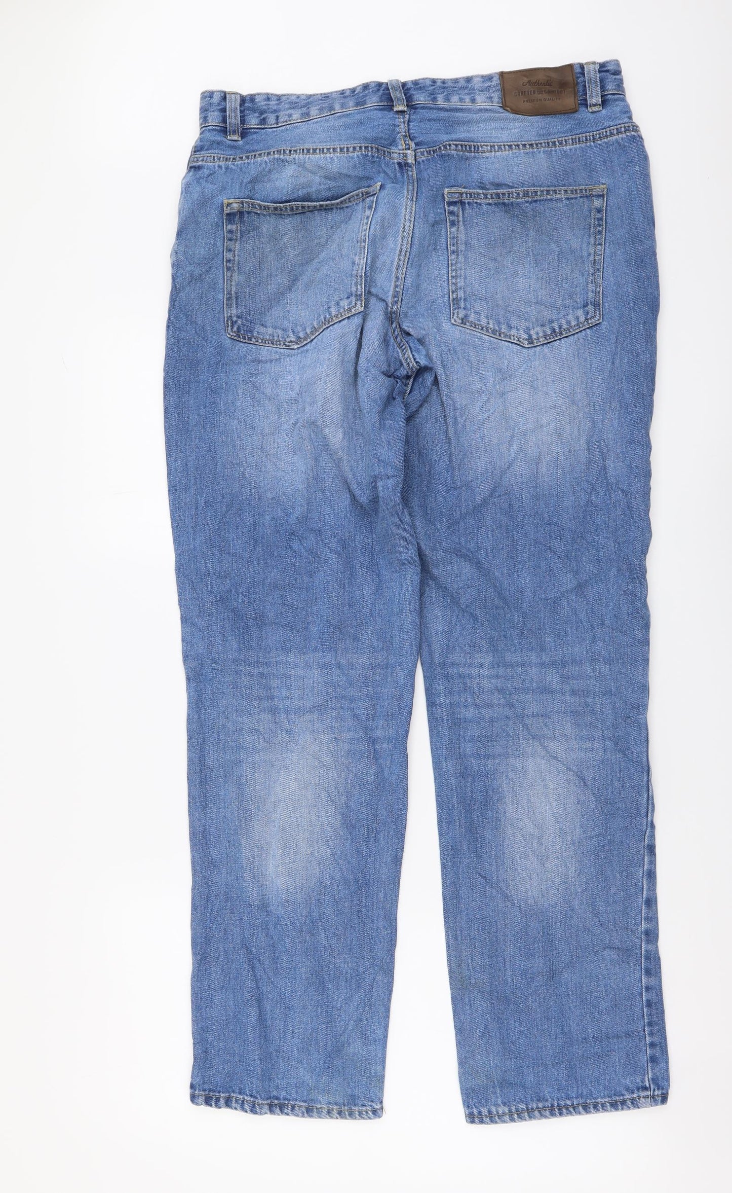 TU Mens Blue Cotton Straight Jeans Size 34 in L32 in Regular Button