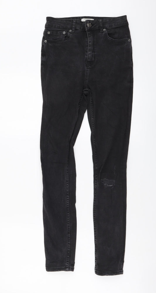 Zara Womens Grey Cotton Mom Jeans Size S L27 in Regular Button