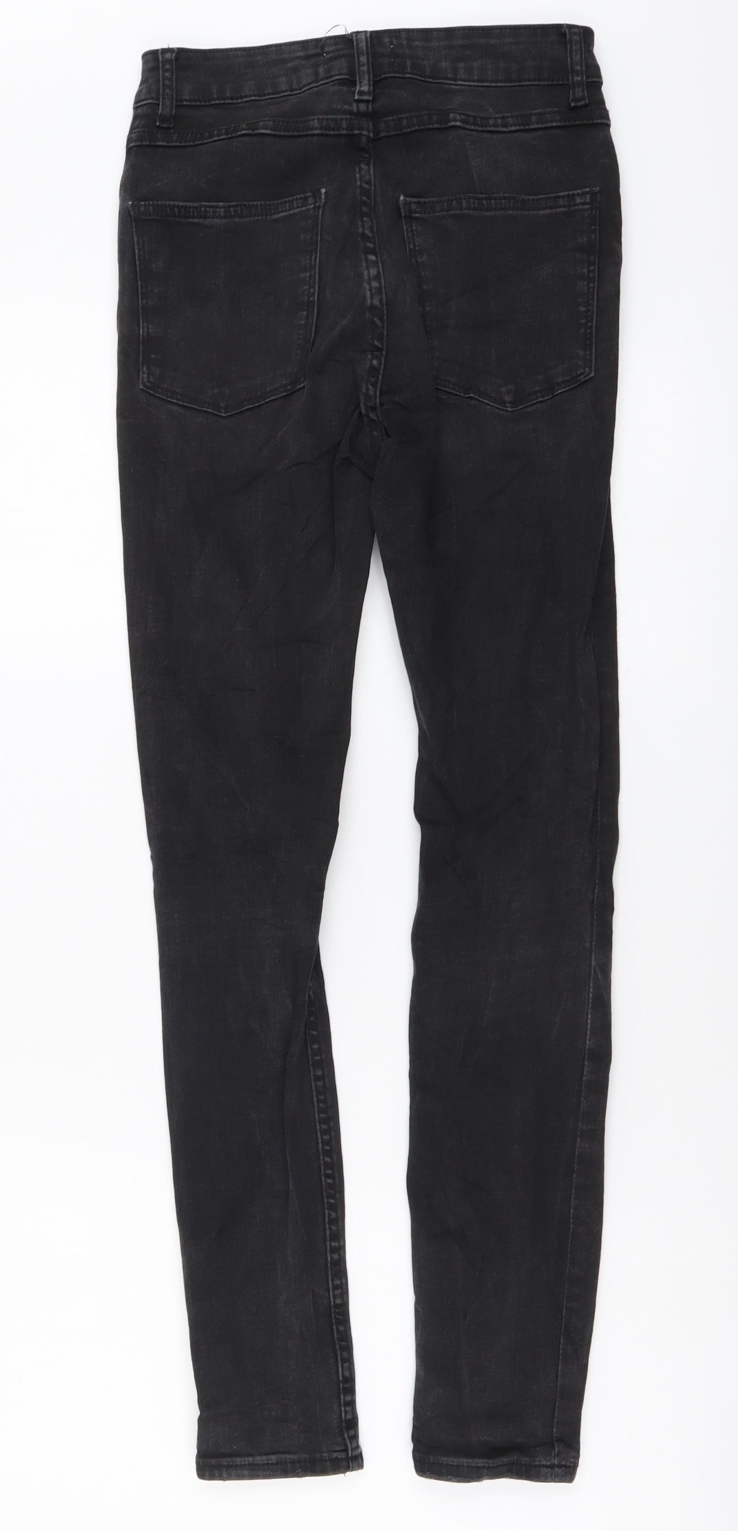 Zara Womens Grey Cotton Mom Jeans Size S L27 in Regular Button