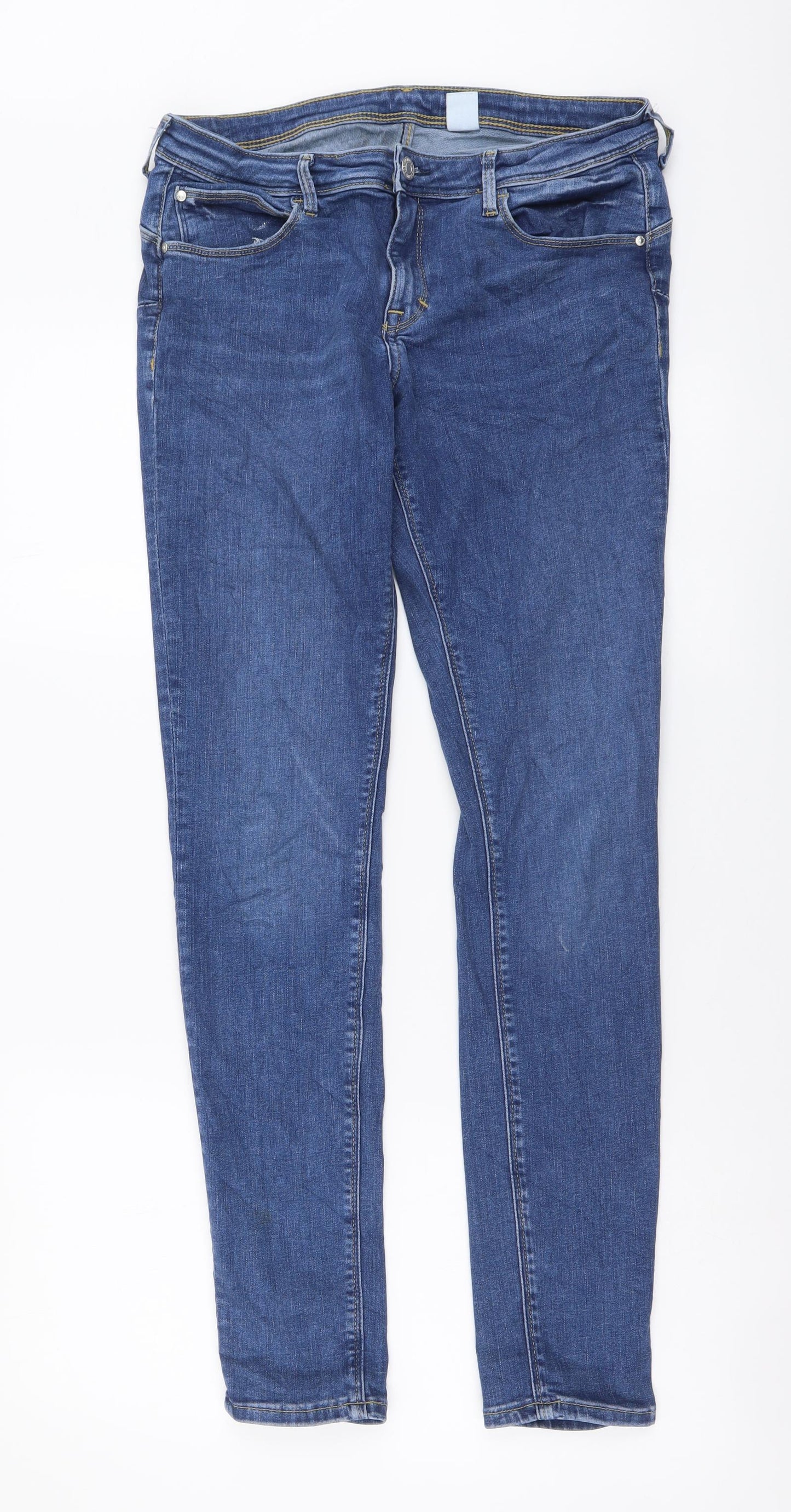 Womens UK Size L H&M Regular Fit Skinny Blue Jeans