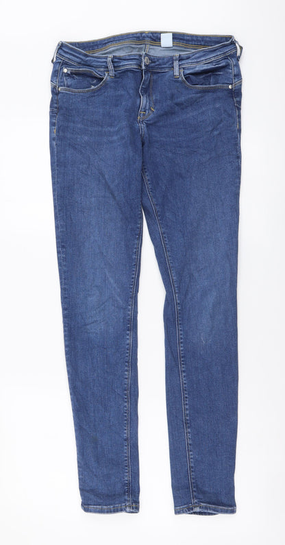 Womens UK Size L H&M Regular Fit Skinny Blue Jeans