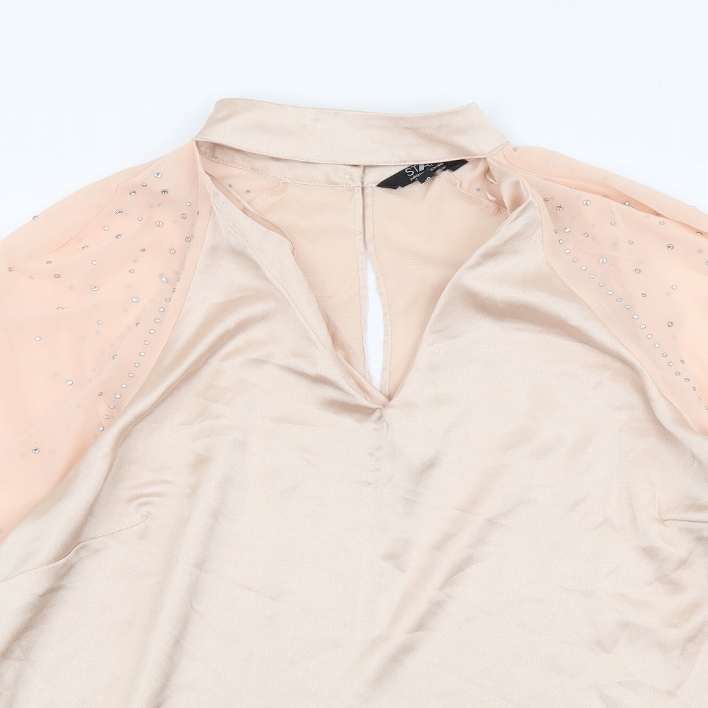 Womens UK Size 16 Star Pink Basic Blouse