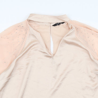 Womens UK Size 16 Star Pink Basic Blouse
