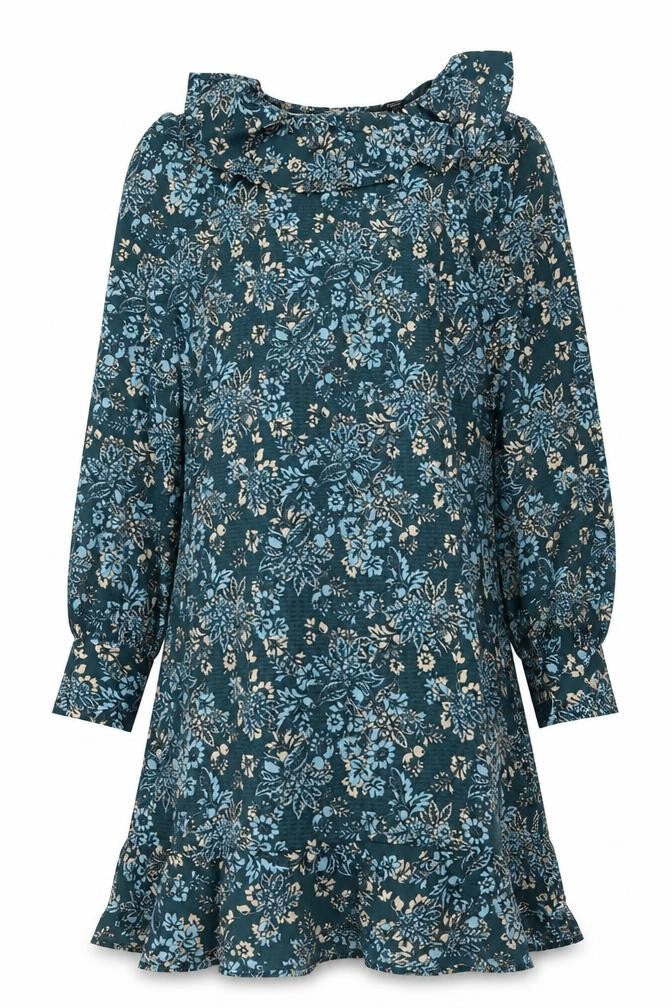NEXT Womens Blue Floral Polyester A-Line Size 12 Collared Pullover
