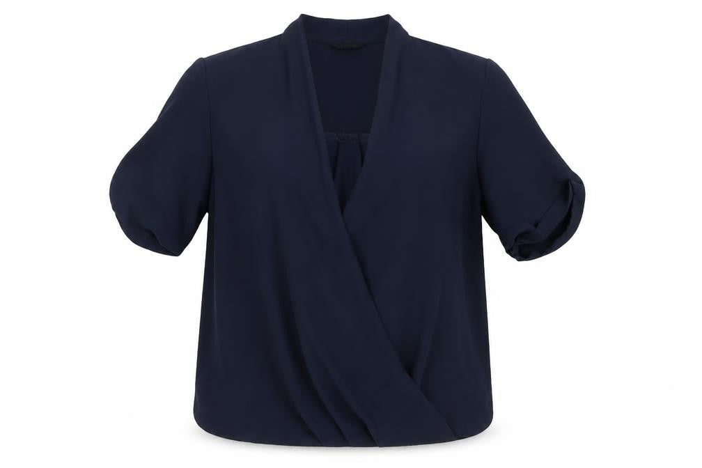 Topshop Womens Blue Polyester Basic Blouse Size 8 V-Neck