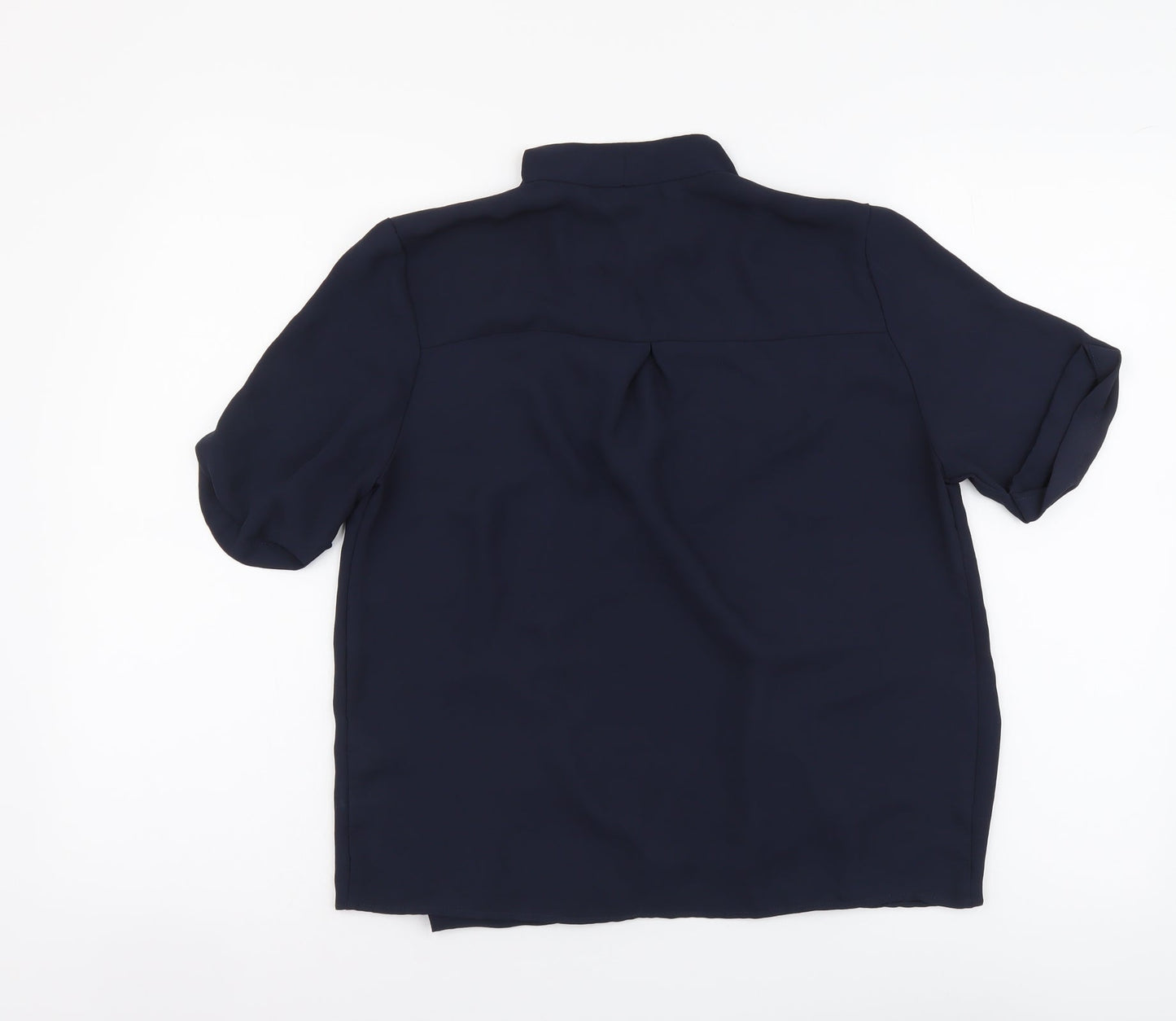 Topshop Womens Blue Polyester Basic Blouse Size 8 V-Neck