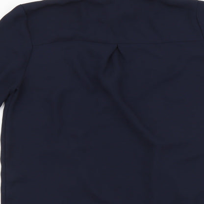 Topshop Womens Blue Polyester Basic Blouse Size 8 V-Neck