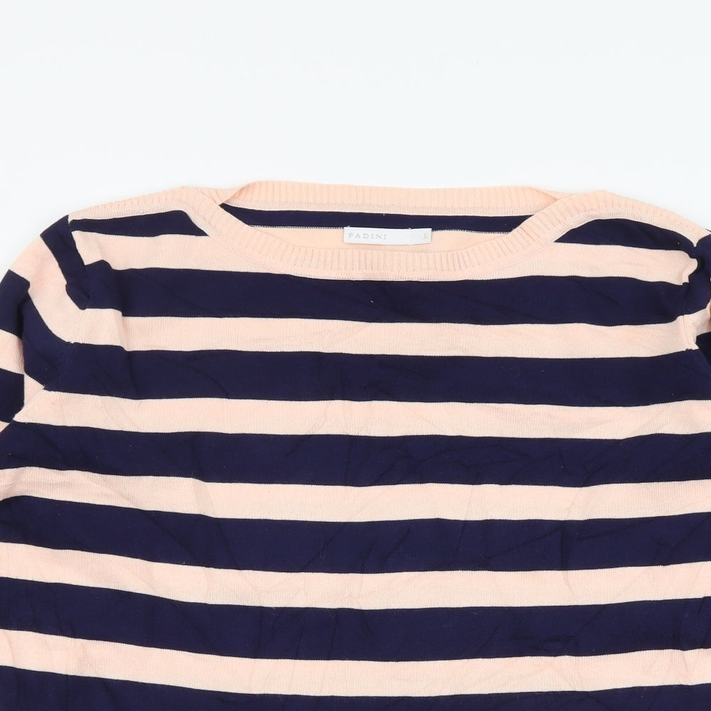 Padini Womens Multicoloured Boat Neck Striped Viscose Pullover Jumper Size L