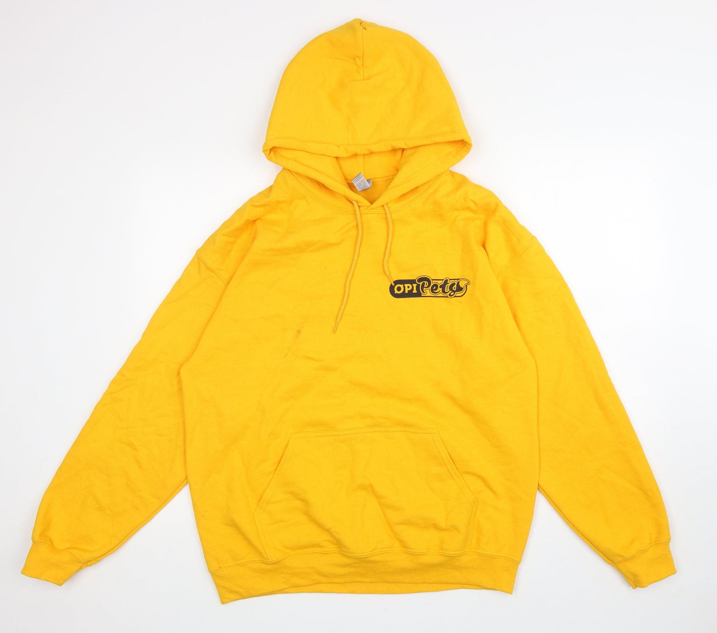 Mens UK Size L Gildan Yellow Pullover Hoodie