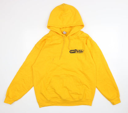 Mens UK Size L Gildan Yellow Pullover Hoodie