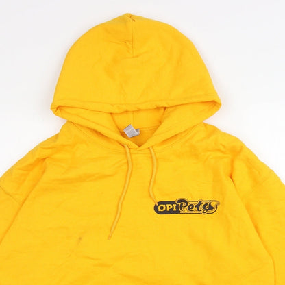 Mens UK Size L Gildan Yellow Pullover Hoodie