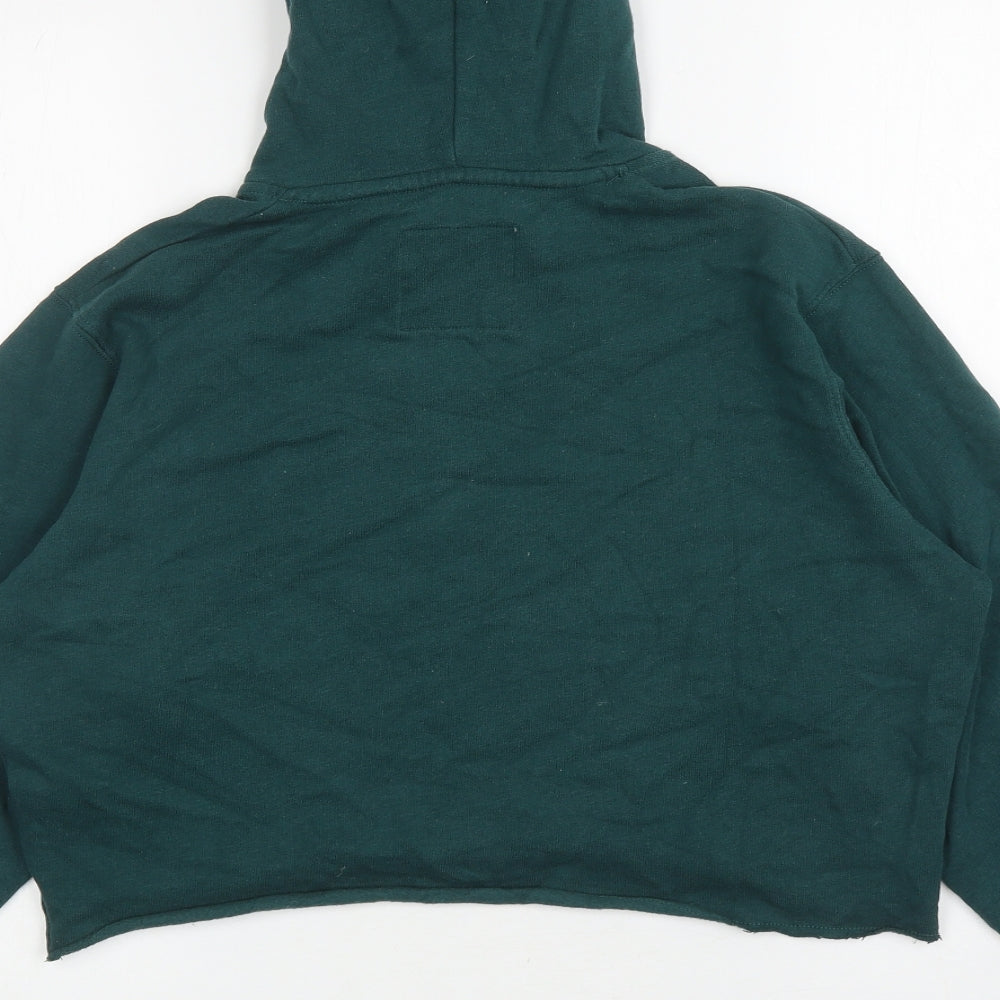 Hollister Womens Green Cotton Pullover Hoodie Size XS Pullover - Cropped, Butterflies