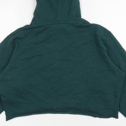 Hollister Womens Green Cotton Pullover Hoodie Size XS Pullover - Cropped, Butterflies