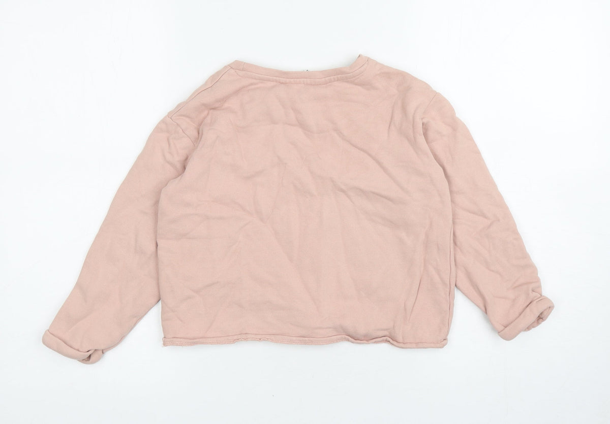 H&M Girls Pink Cotton Pullover Sweatshirt Size 7-8 Years Pullover