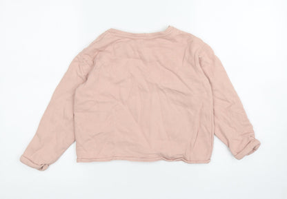 H&M Girls Pink Cotton Pullover Sweatshirt Size 7-8 Years Pullover
