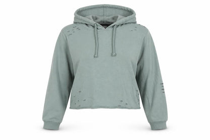 Atmosphere Womens Green Cotton Pullover Hoodie Size 10 Pullover - Ripped detail, Cropped