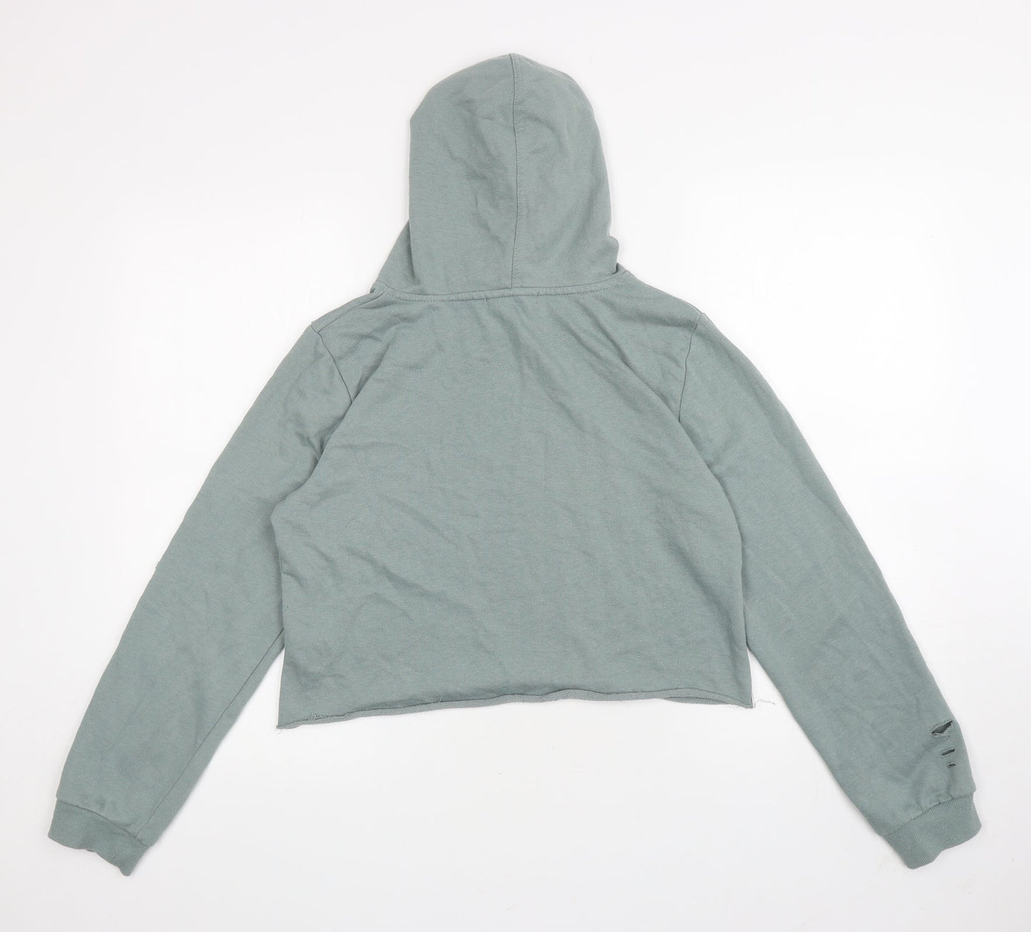 Atmosphere Womens Green Cotton Pullover Hoodie Size 10 Pullover - Ripped detail, Cropped