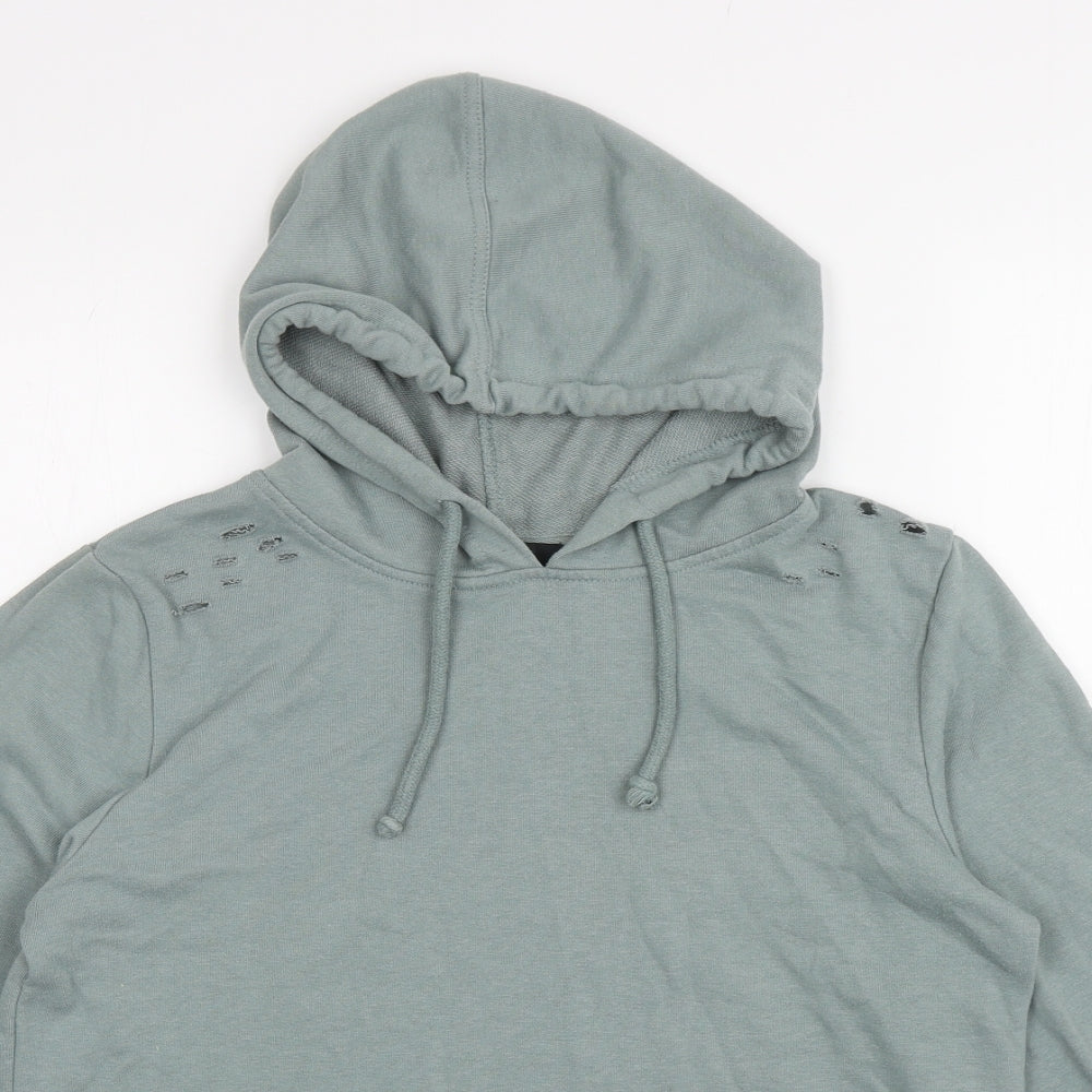 Atmosphere Womens Green Cotton Pullover Hoodie Size 10 Pullover - Ripped detail, Cropped