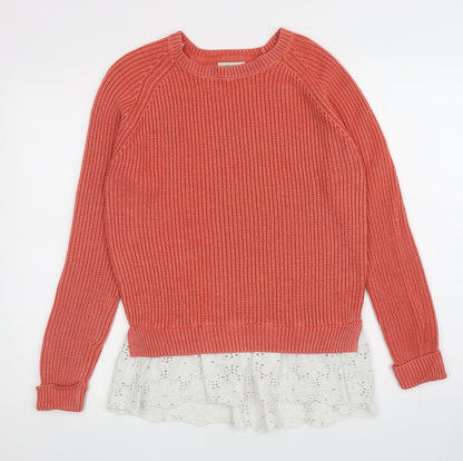 Womens UK Size M Papaya Pink Pullover Jumper