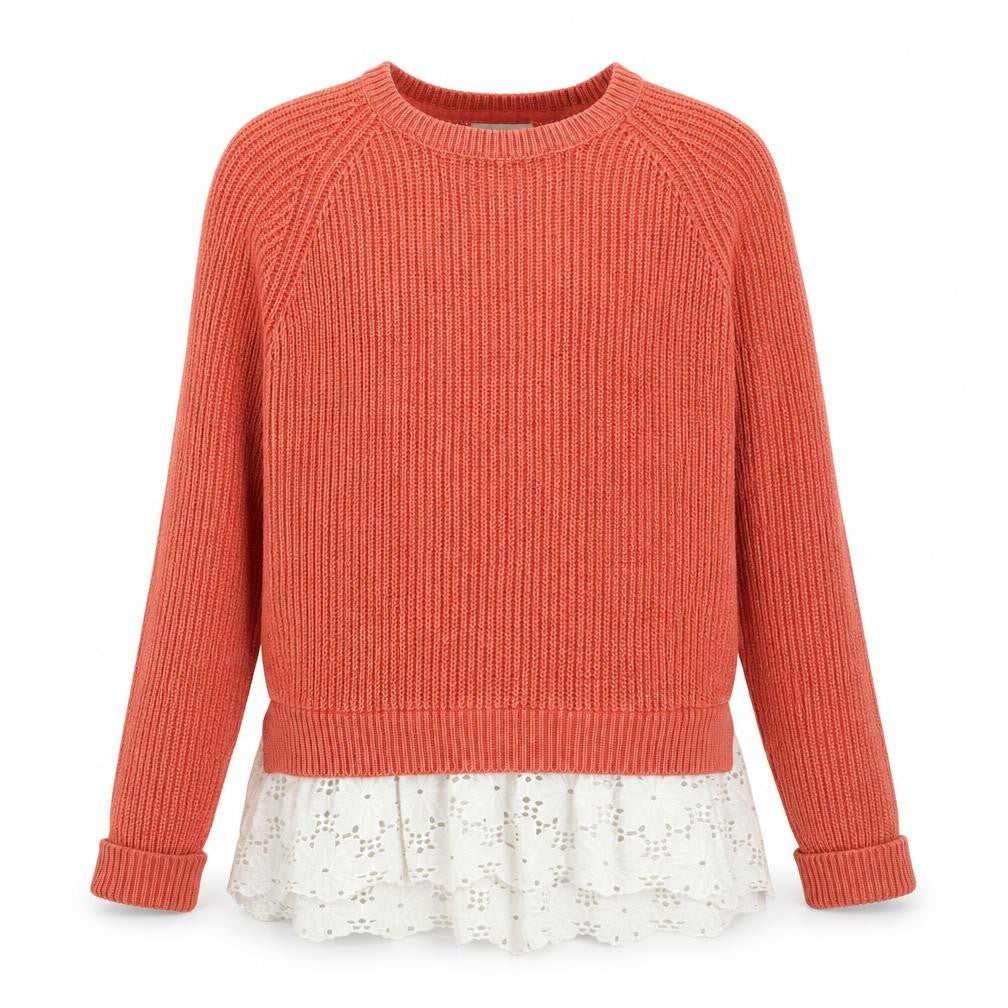 Womens UK Size M Papaya Pink Pullover Jumper
