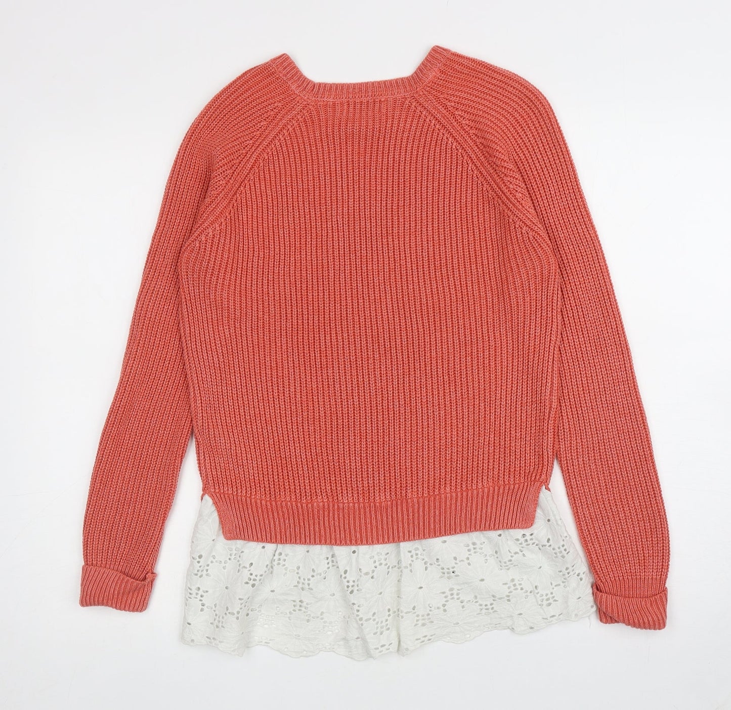Womens UK Size M Papaya Pink Pullover Jumper