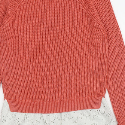 Womens UK Size M Papaya Pink Pullover Jumper