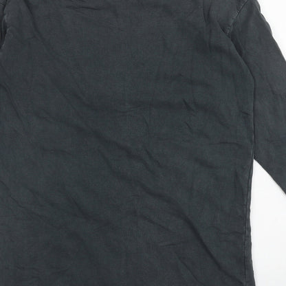 New Look Womens Grey Cotton Tunic Sweatshirt Size 10 Pullover - Embellished Shoulders