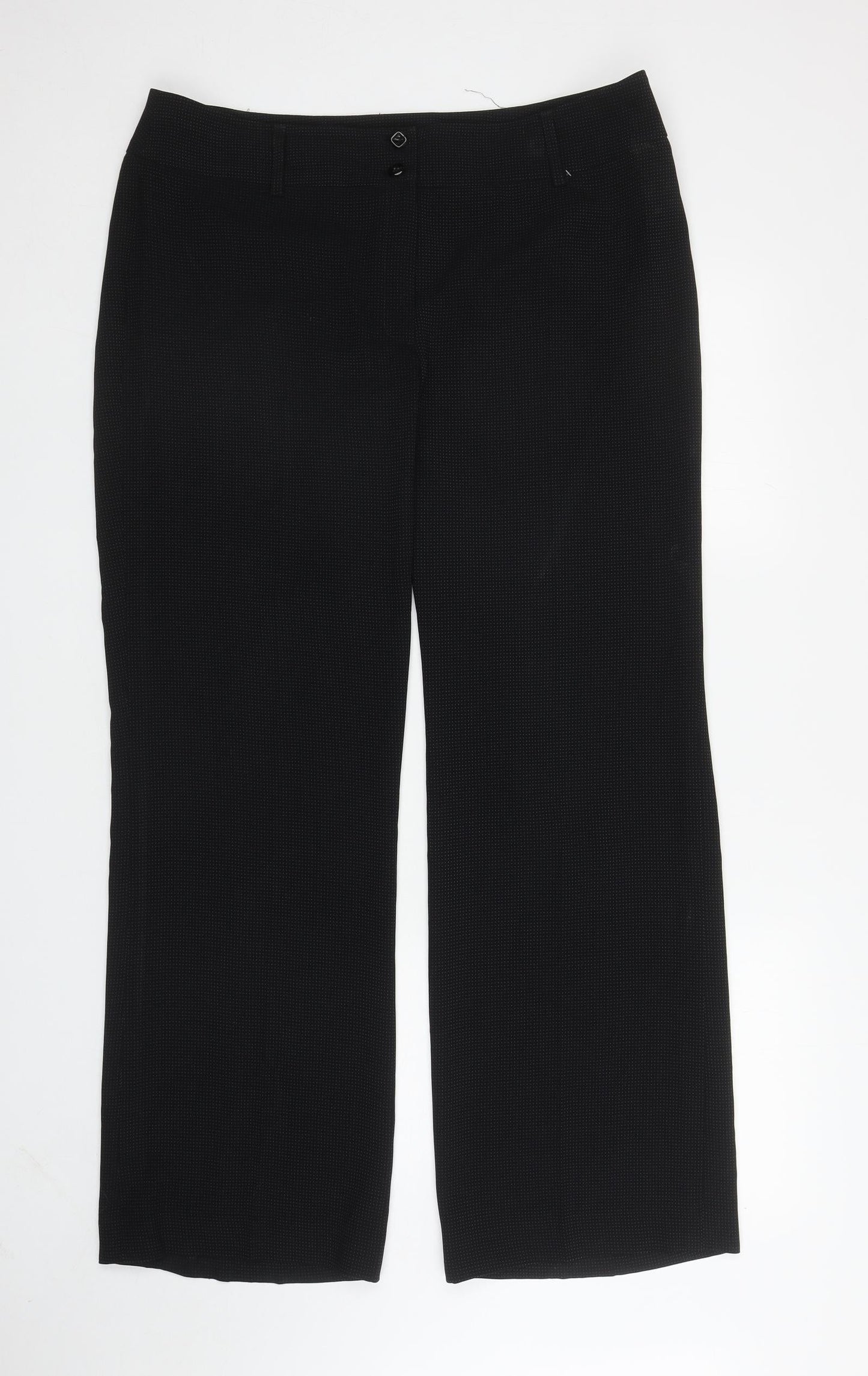 AMARANTO Womens Black Polka Dot Polyester Dress Pants Trousers Size 16 L32 in Regular Zip