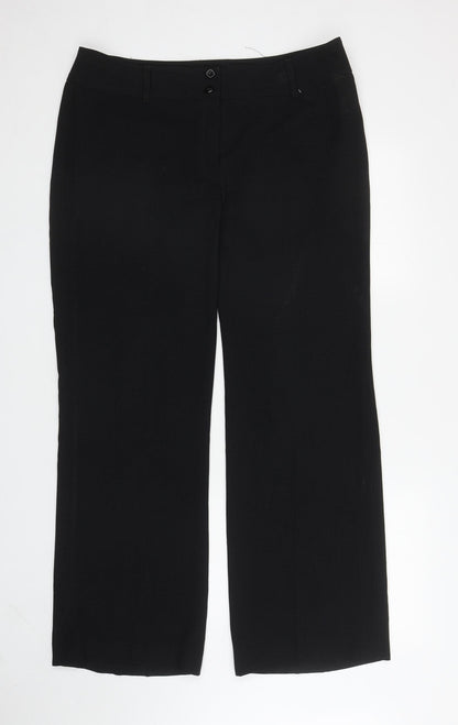 AMARANTO Womens Black Polka Dot Polyester Dress Pants Trousers Size 16 L32 in Regular Zip