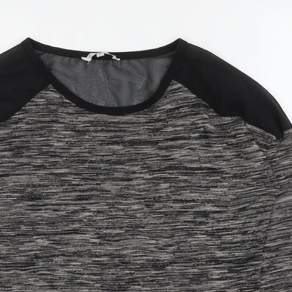 New Look Womens Grey Striped Cotton Pullover Sweatshirt Size 8 Pullover