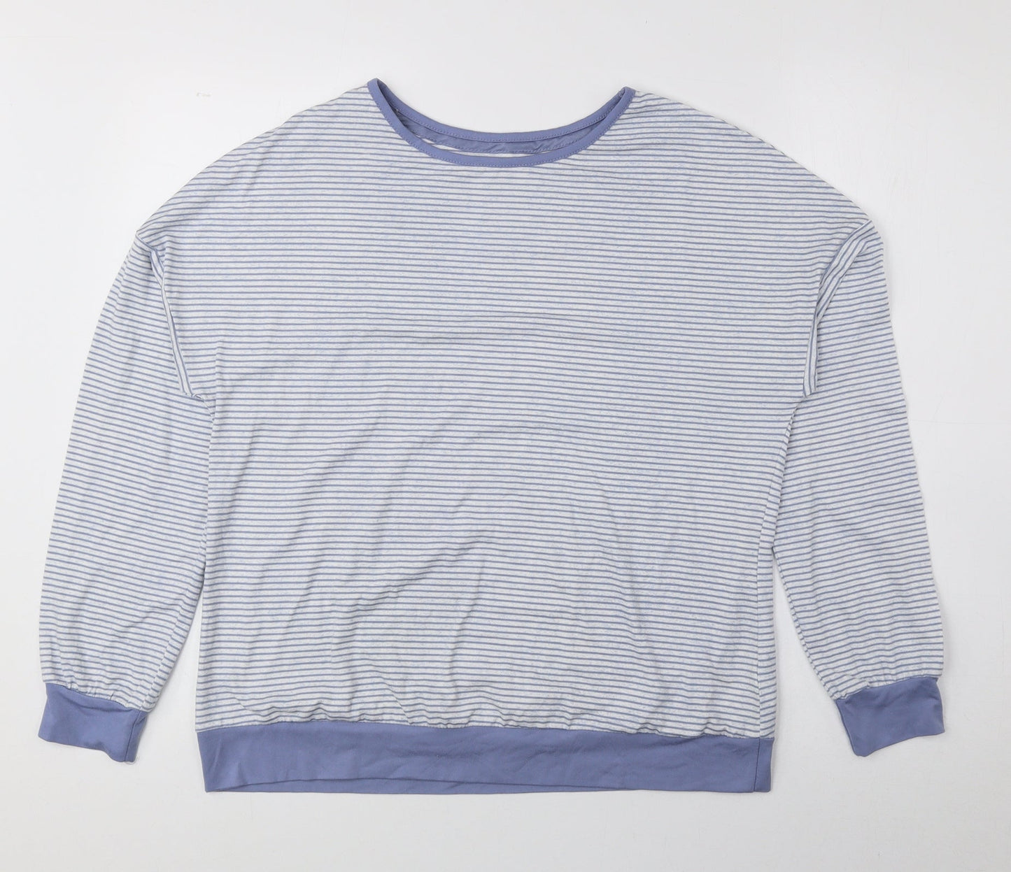 Primark Womens Blue Round Neck Striped Polyester Pullover Jumper Size XS