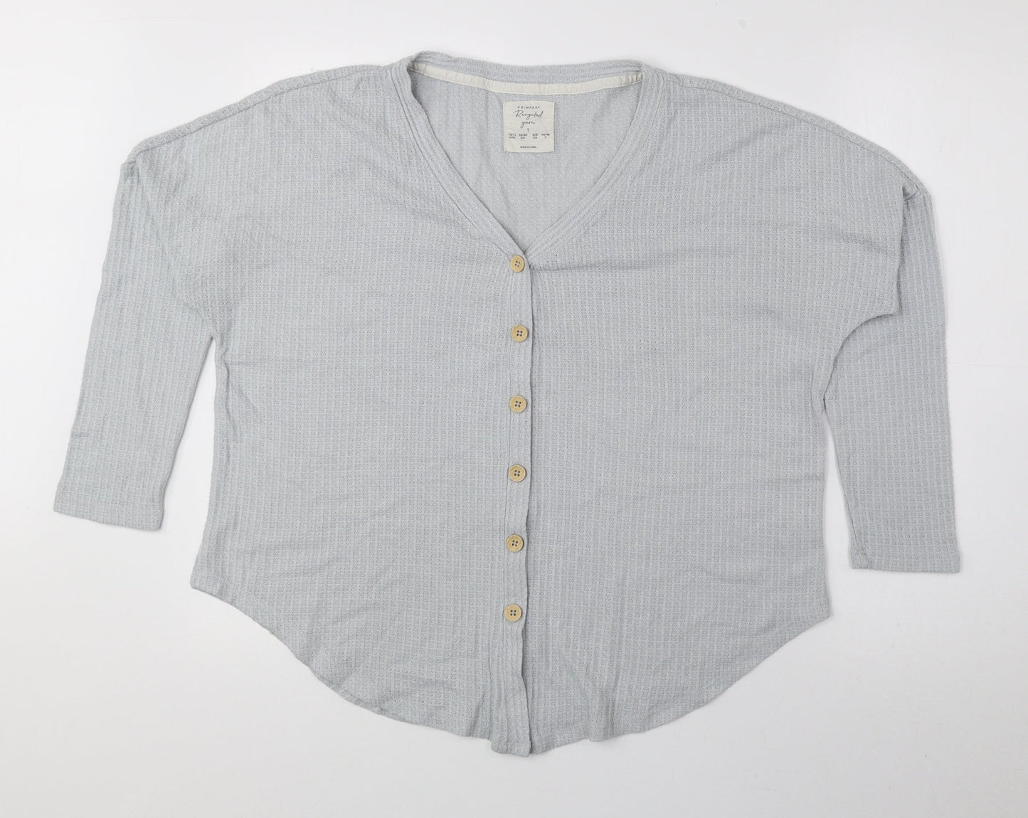 Primark Womens Blue V-Neck Polyester Cardigan Jumper Size S