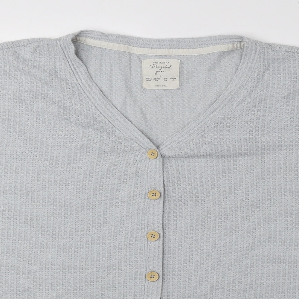 Primark Womens Blue V-Neck Polyester Cardigan Jumper Size S