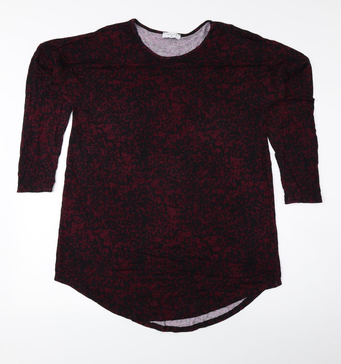 Papaya Womens Black Animal Print Polyester Basic Blouse Size M Round Neck - Cheetah Print