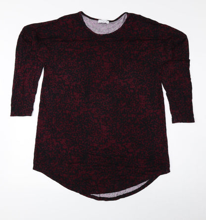 Papaya Womens Black Animal Print Polyester Basic Blouse Size M Round Neck - Cheetah Print